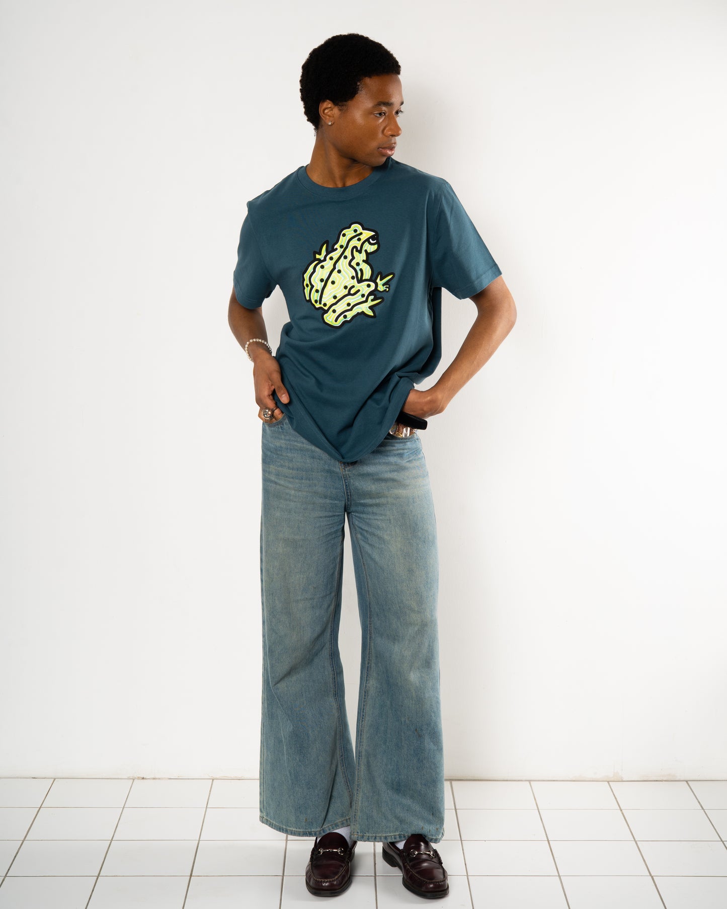 Peace Frog Tee in Deep Blue