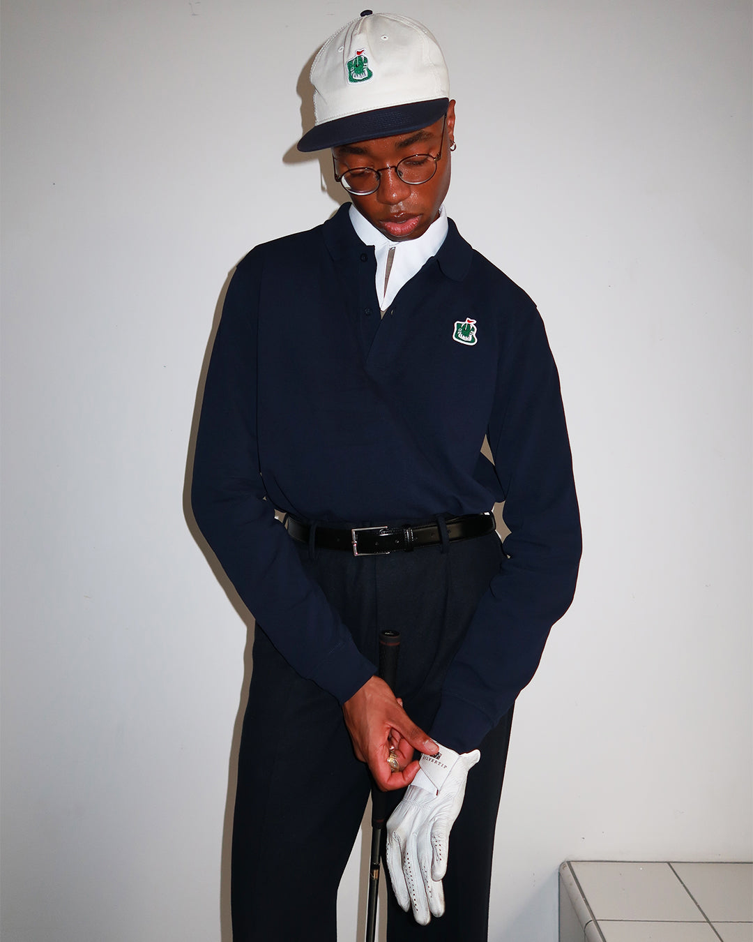 Chips Long-Sleeved Polo in Navy