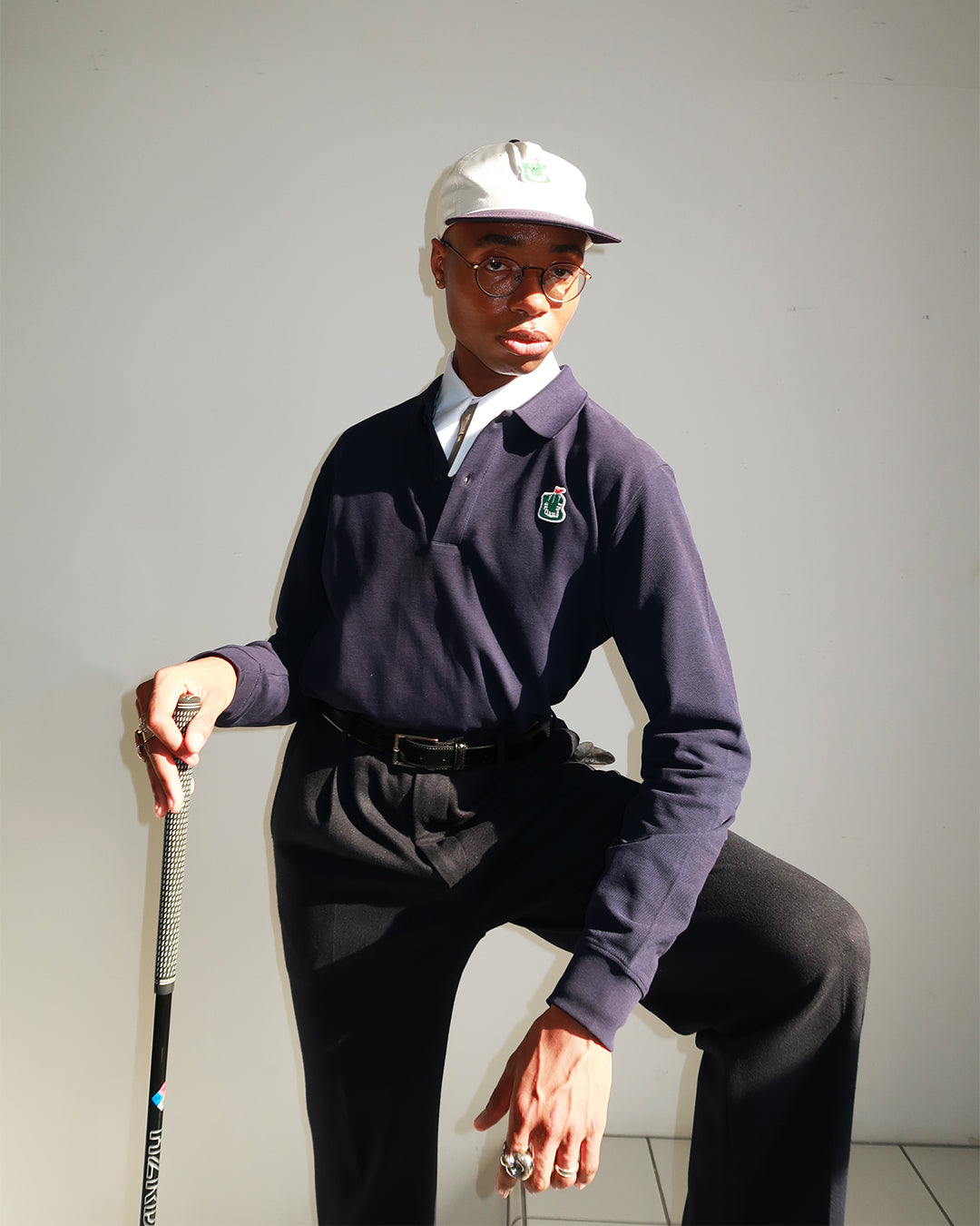 Chips Long-Sleeved Polo in Navy